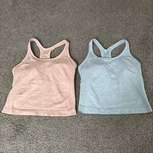 Bundle of 2 Padded Ribbed Tank Top Set - Pink and Blue